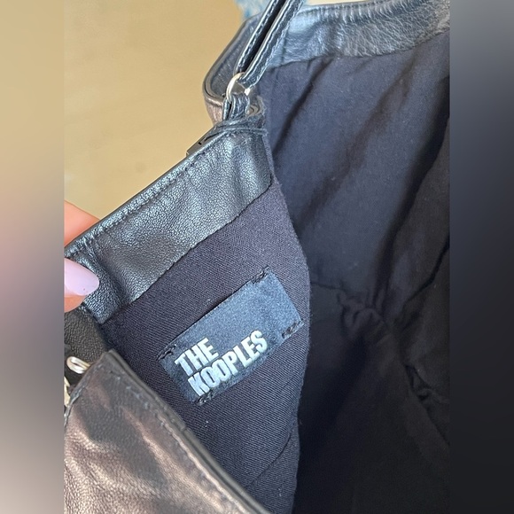 NWT THE KOOPLES Crossed V-Neck Sheepskin 100% Leather Black Mini Dress - Picture 5 of 5